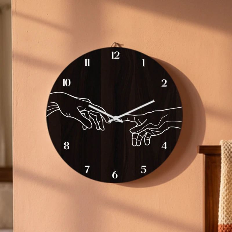 Creation of Adam Hands Wall Clock - Brown