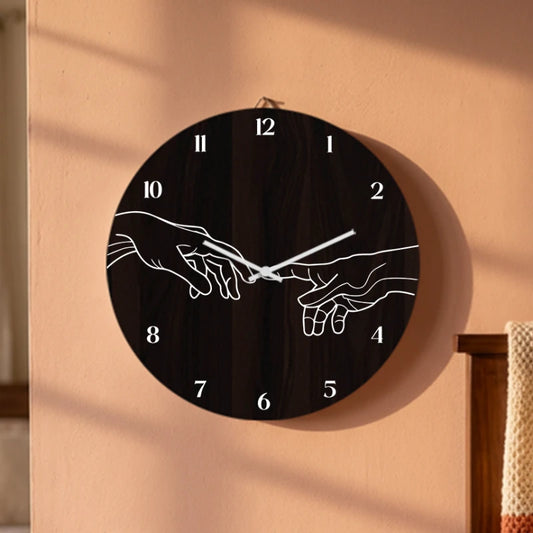 Creation of Adam Hands Wall Clock - Brown