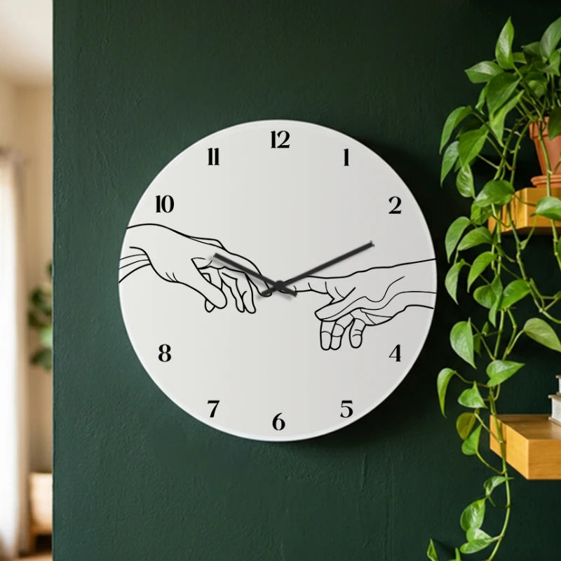 Creation of Adam Hands Wall Clock - White