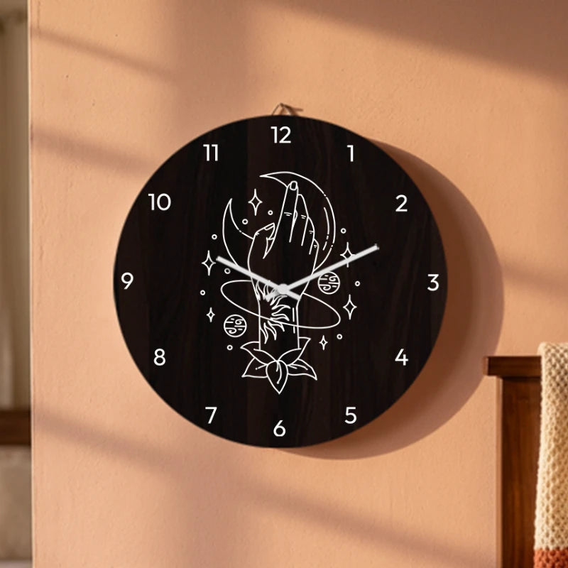 Celestial Mystic Hand Wall Clock - Brown