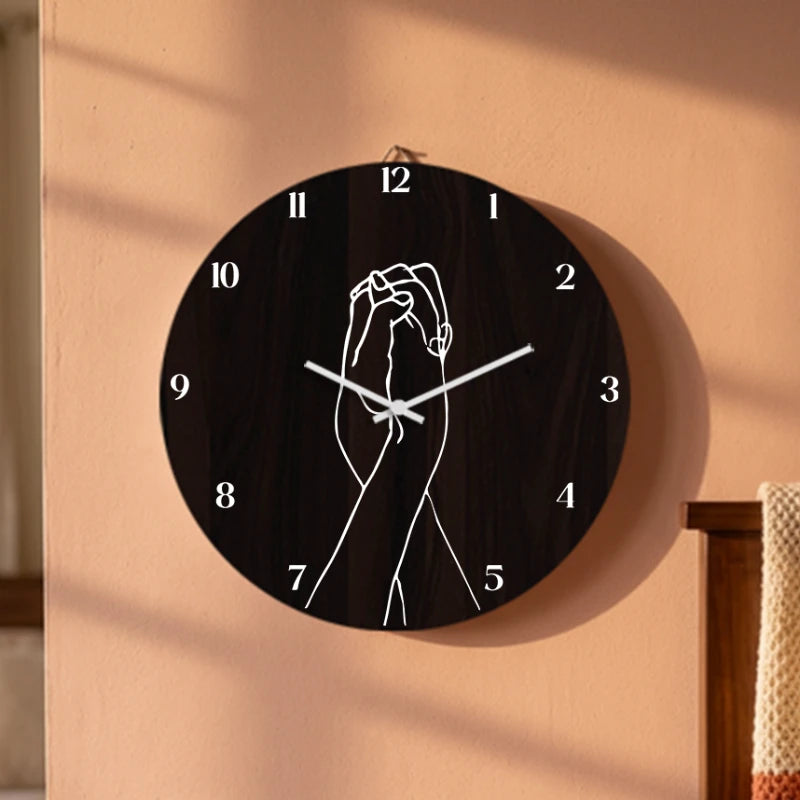Intertwined Holding Hands Wall Clock - Brown