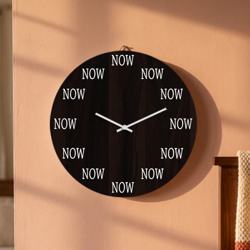 The Power of Now Mindfulness Wall Clock - Brown