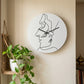 Dual Faces Embrace Line Art Wall Clock - White Front View