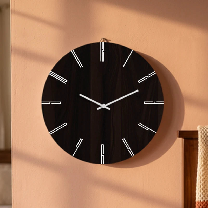 Architectural Linear Numeral Wall Clock - Brown
