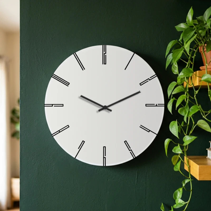 Architectural Linear Numeral Wall Clock - White