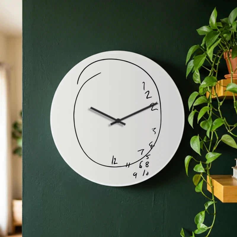 Fallen Numbers Funny Scribble Wall Clock - White