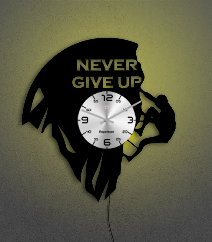 Never Give Up Vinyl Wall Clock
