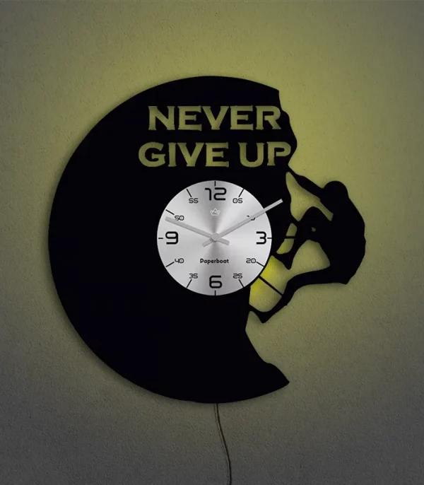 Never Give Up Vinyl Wall Clock