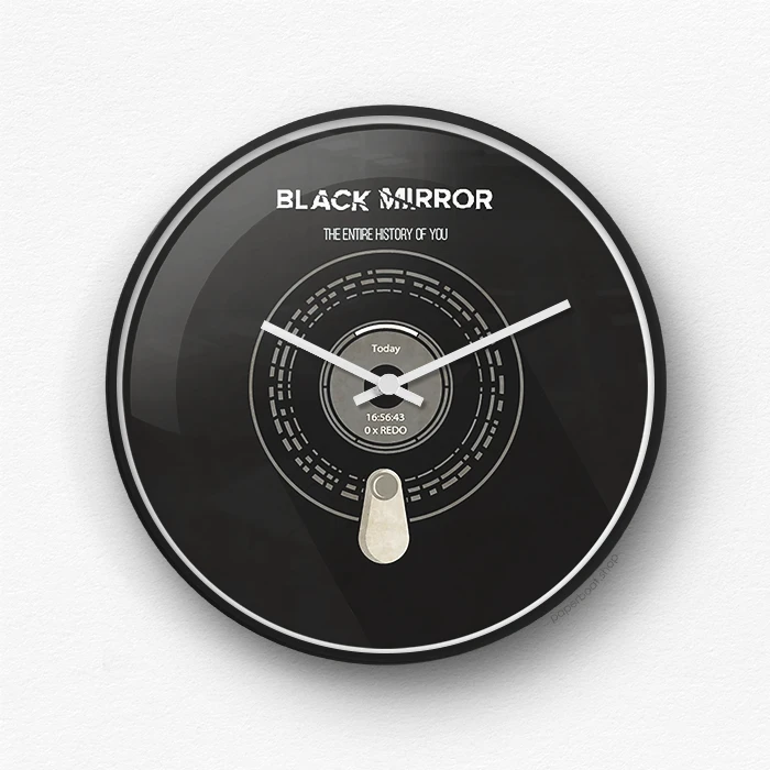 Black Mirror black Wall Clock