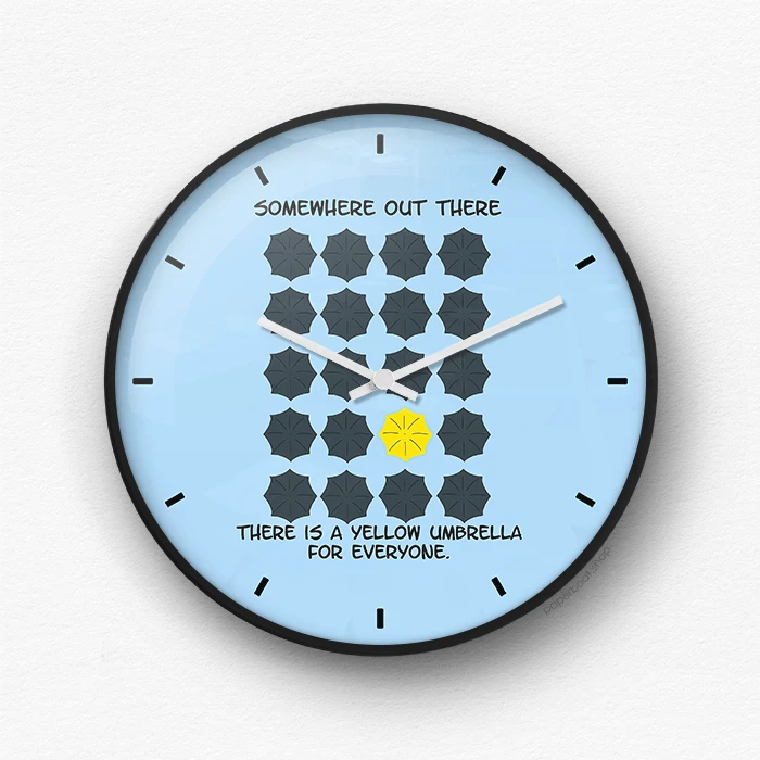 These is a yellow umbrella for everyone Wall Clock