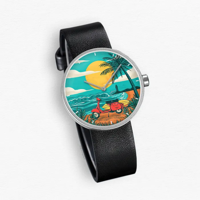 Aesthetic Beach illustration Wrist Watch