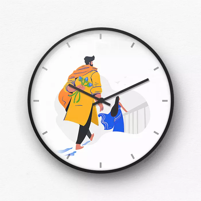 Himu & Rupa illustration Wall Clock