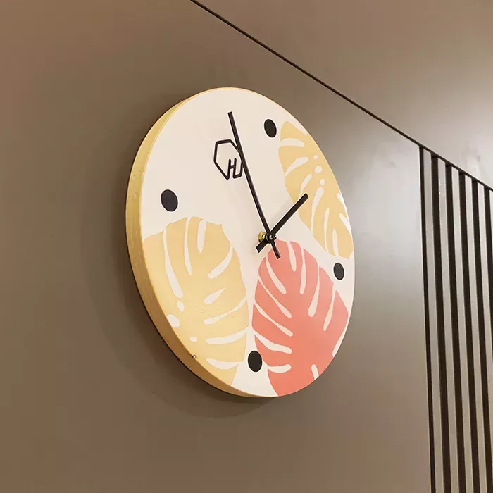 Wooden leaf Wall Clock